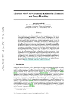 Diffusion Priors for Variational Likelihood Estimation and Image
  Denoising