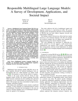 Responsible Multilingual Large Language Models: A Survey of Development,
  Applications, and Societal Impact