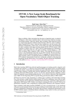 OVT-B: A New Large-Scale Benchmark for Open-Vocabulary Multi-Object
  Tracking