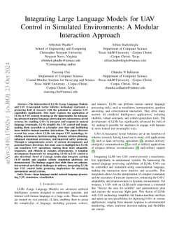 Integrating Large Language Models for UAV Control in Simulated
  Environments: A Modular Interaction Approach