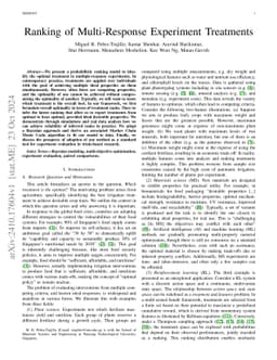 Ranking of Multi-Response Experiment Treatments