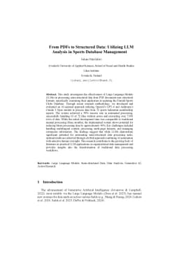 From PDFs to Structured Data: Utilizing LLM Analysis in Sports Database
  Management
