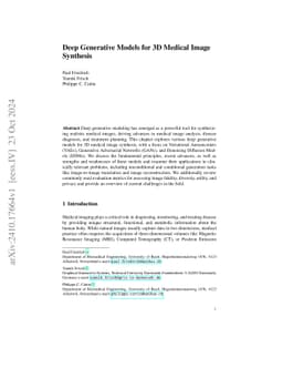 Deep Generative Models for 3D Medical Image Synthesis