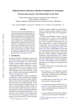 Dialectal and Low-Resource Machine Translation for Aromanian