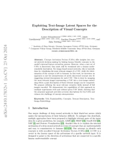 Exploiting Text-Image Latent Spaces for the Description of Visual
  Concepts