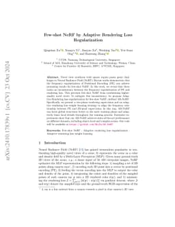 Few-shot NeRF by Adaptive Rendering Loss Regularization