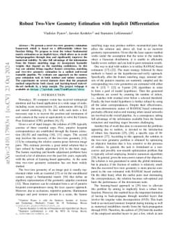 Robust Two-View Geometry Estimation with Implicit Differentiation