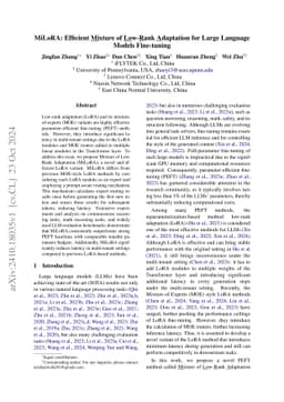 MiLoRA: Efficient Mixture of Low-Rank Adaptation for Large Language
  Models Fine-tuning