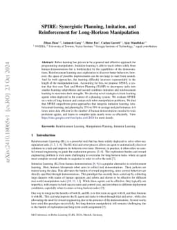 SPIRE: Synergistic Planning, Imitation, and Reinforcement Learning for
  Long-Horizon Manipulation