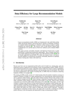 Data Efficiency for Large Recommendation Models