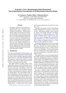 Yesterday's News: Benchmarking Multi-Dimensional Out-of-Distribution
  Generalisation of Misinformation Detection Models