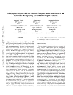 Bridging the Diagnostic Divide: Classical Computer Vision and Advanced
  AI methods for distinguishing ITB and CD through CTE Scans