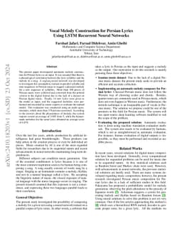 Melody Construction for Persian lyrics using LSTM recurrent neural
  networks