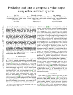 Predicting total time to compress a video corpus using online inference
  systems