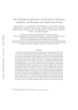 Data Publishing in Mechanics and Dynamics: Challenges, Guidelines, and
  Examples from Engineering Design