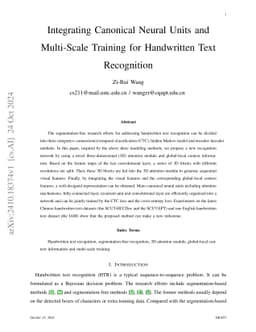 Integrating Canonical Neural Units and Multi-Scale Training for
  Handwritten Text Recognition
