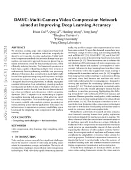 DMVC: Multi-Camera Video Compression Network aimed at Improving Deep
  Learning Accuracy