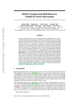 SkiLD: Unsupervised Skill Discovery Guided by Factor Interactions