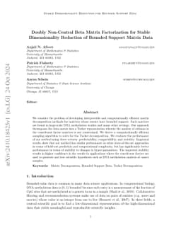 Doubly Non-Central Beta Matrix Factorization for Stable Dimensionality
  Reduction of Bounded Support Matrix Data