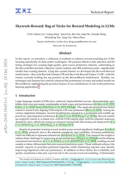 Skywork-Reward: Bag of Tricks for Reward Modeling in LLMs
