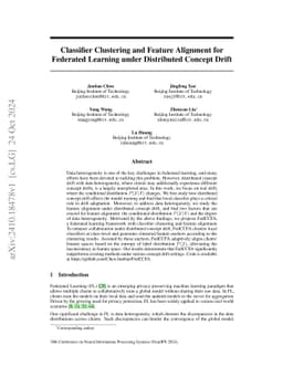 Classifier Clustering and Feature Alignment for Federated Learning under
  Distributed Concept Drift