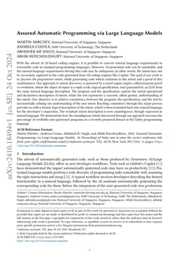 Assured Automatic Programming via Large Language Models