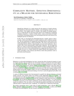 Complexity Matters: Effective Dimensionality as a Measure for
  Adversarial Robustness