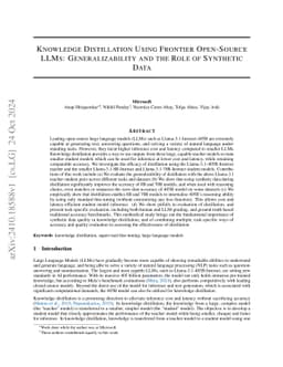 Knowledge Distillation Using Frontier Open-source LLMs: Generalizability
  and the Role of Synthetic Data