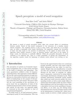 Speech perception: a model of word recognition