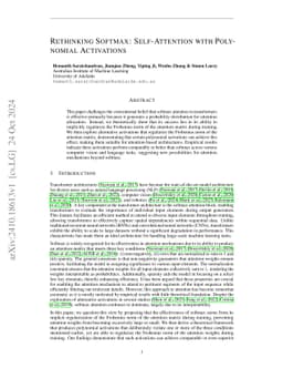 Rethinking Softmax: Self-Attention with Polynomial Activations