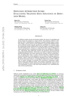 Diffusion Attribution Score: Evaluating Training Data Influence in Diffusion Models