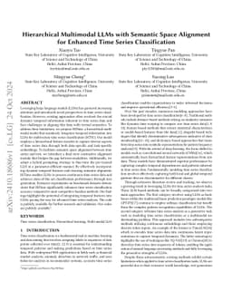 Hierarchical Multimodal LLMs with Semantic Space Alignment for Enhanced
  Time Series Classification