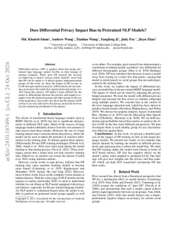 Does Differential Privacy Impact Bias in Pretrained NLP Models?