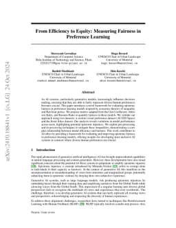 From Efficiency to Equity: Measuring Fairness in Preference Learning