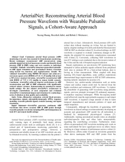 ArterialNet: Reconstructing Arterial Blood Pressure Waveform with
  Wearable Pulsatile Signals, a Cohort-Aware Approach