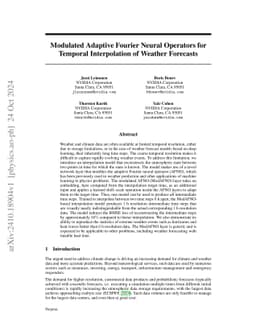 Modulated Adaptive Fourier Neural Operators for Temporal Interpolation
  of Weather Forecasts