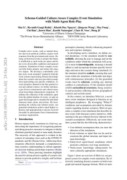 Schema-Guided Culture-Aware Complex Event Simulation with Multi-Agent
  Role-Play