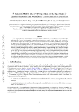 A Random Matrix Theory Perspective on the Spectrum of Learned Features
  and Asymptotic Generalization Capabilities