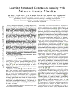 Learning Structured Compressed Sensing with Automatic Resource Allocation