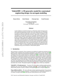 VehicleSDF: A 3D generative model for constrained engineering design via
  surrogate modeling
