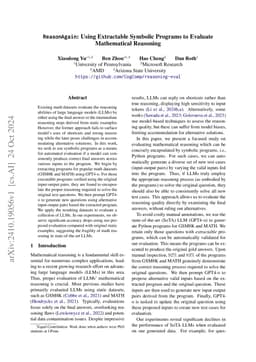 ReasonAgain: Using Extractable Symbolic Programs to Evaluate
  Mathematical Reasoning