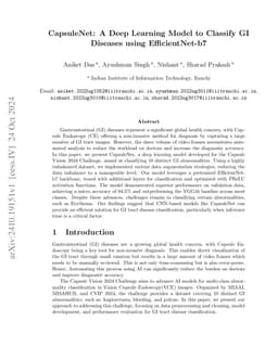 CapsuleNet: A Deep Learning Model To Classify GI Diseases Using
  EfficientNet-b7