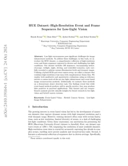 HUE Dataset: High-Resolution Event and Frame Sequences for Low-Light
  Vision