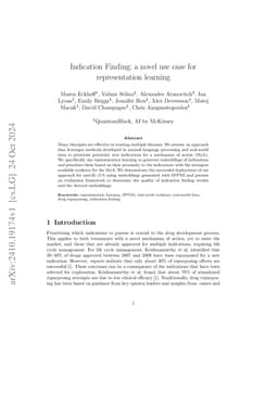 Indication Finding: a novel use case for representation learning