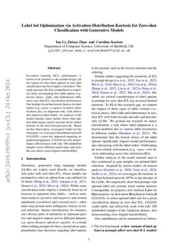 Label Set Optimization via Activation Distribution Kurtosis for
  Zero-shot Classification with Generative Models
