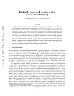 Equitable Federated Learning with Activation Clustering