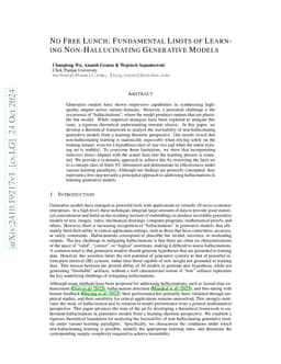 No Free Lunch: Fundamental Limits of Learning Non-Hallucinating
  Generative Models