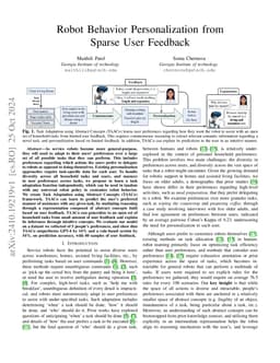 Robot Behavior Personalization from Sparse User Feedback