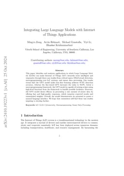 Integrating Large Language Models with Internet of Things Applications