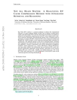 Not All Heads Matter: A Head-Level KV Cache Compression Method with
  Integrated Retrieval and Reasoning